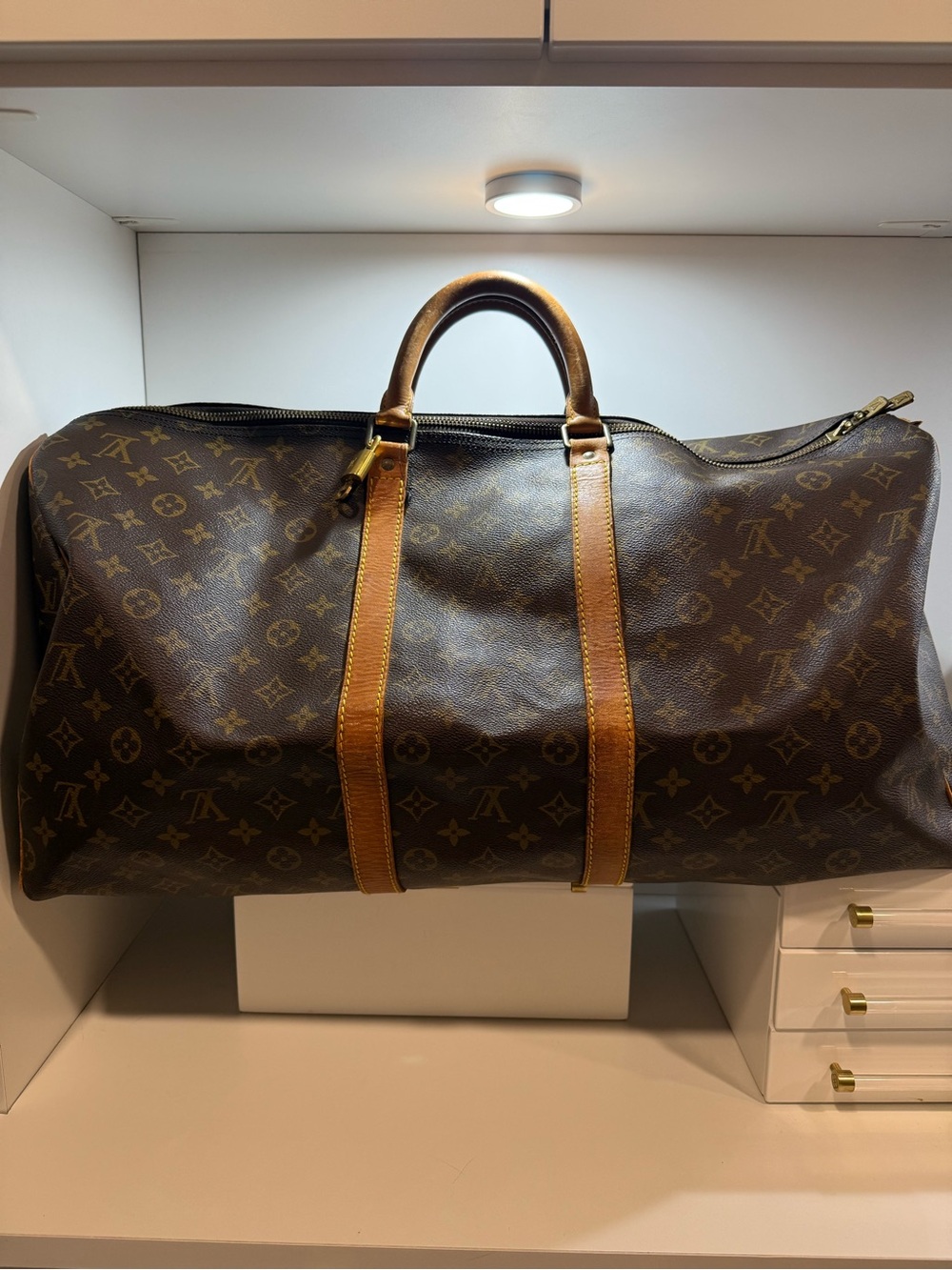 Louis Vuitton Brown Monogram Keepall 55